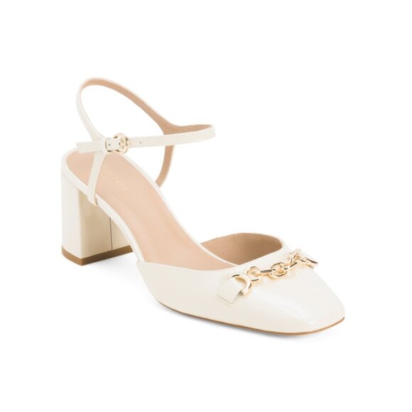 LK BENNETT Cream Made In Spain Patent Leather Mindy Open Court Heels